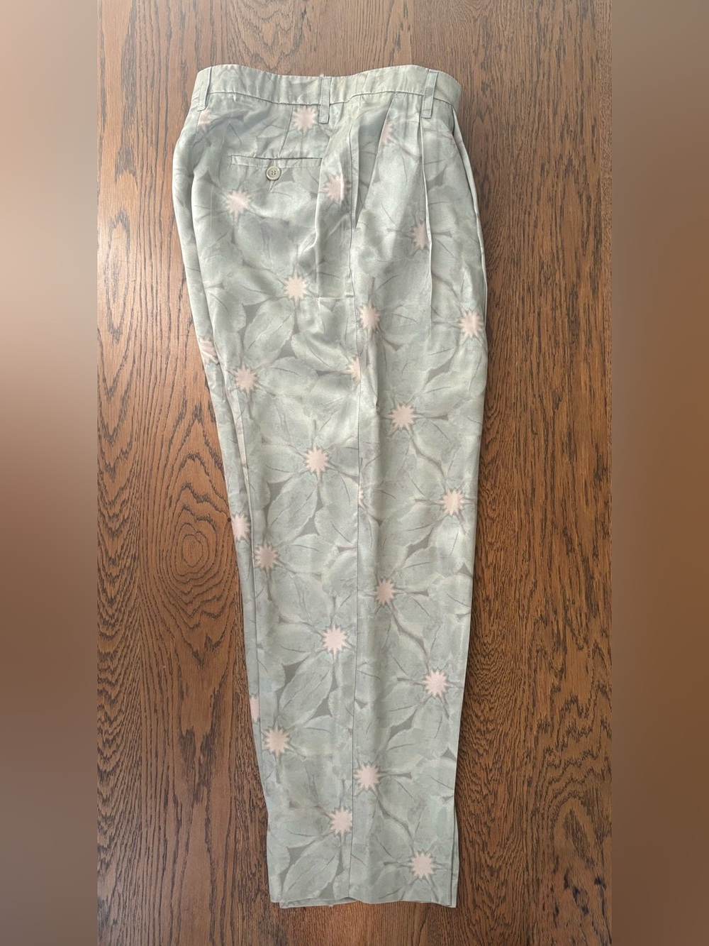 Archival Moschino Silk Pleated Trousers Floral Starburst IT40/ US 6